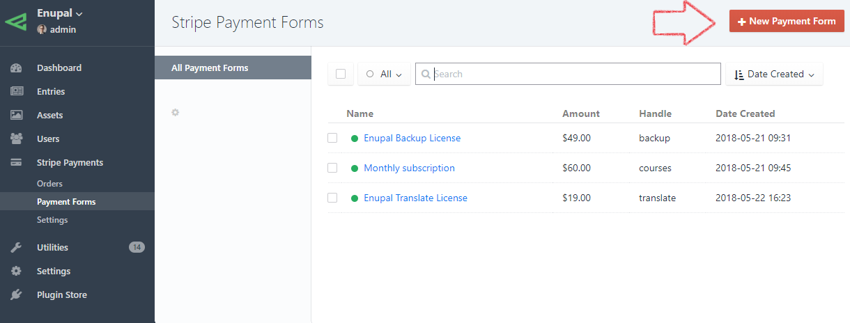 New Stripe Payment Form