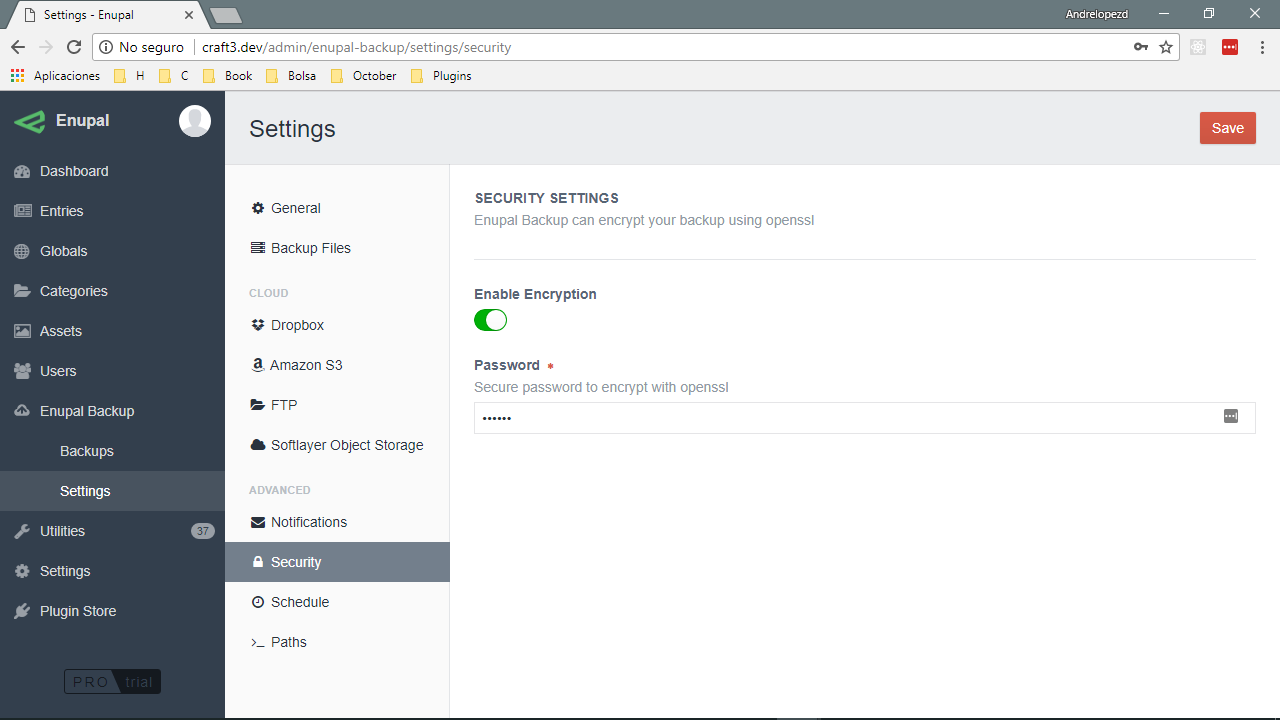 Enupal Backup - Encryption