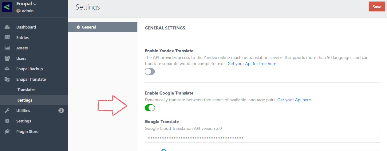 Google Translate API 2.0